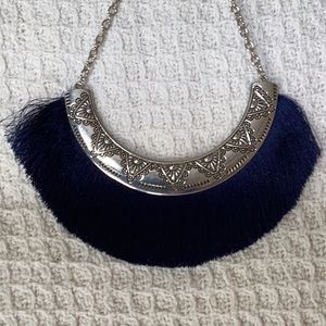 Navy Fringe Necklace